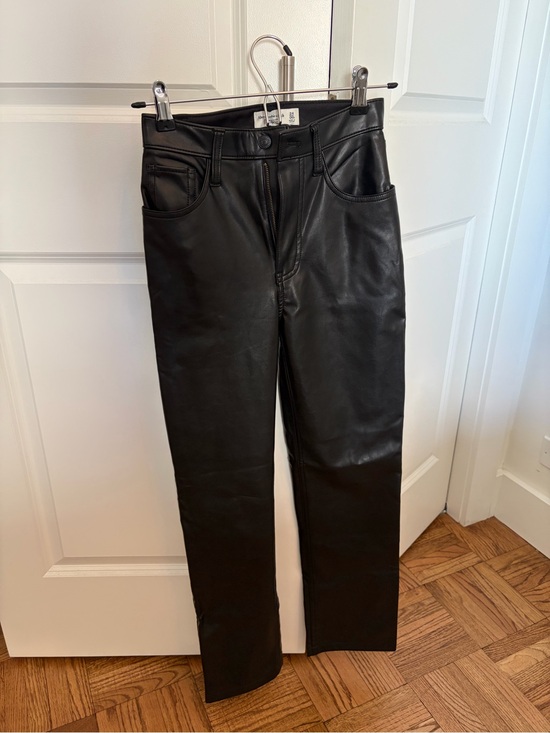 Abercrombie & Fitch Denim - Abercrombie Women’s 00 short/24 Black Faux Leather Straight-Leg Jeans